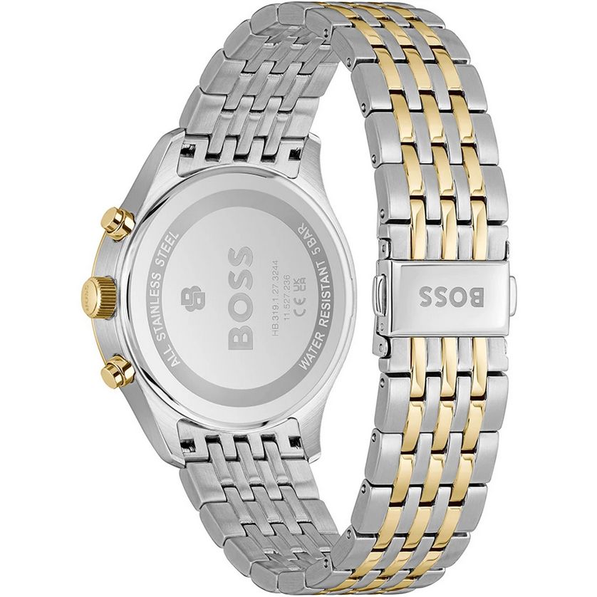 BOSS 1514329 Men's S Two-Tone IP Chronograph Watch w/ Blue Dial