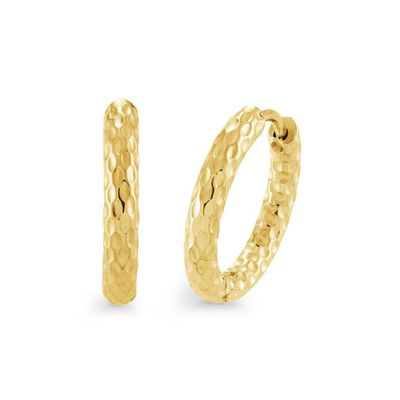 Italgem SEA433 Women's Hammered Huggy Hoop Earrings