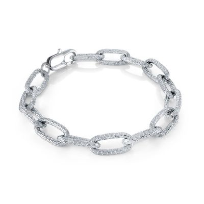 Italgem SWB254 Women's Hammered Chain Link Bracelet/