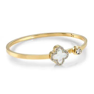 Italgem SWBG118 Women's Mother of Pearl Clover Bangle