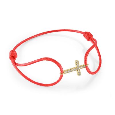 Italgem SCB134-GO Women's Adjustable Rope Cross Bracelet/ RED