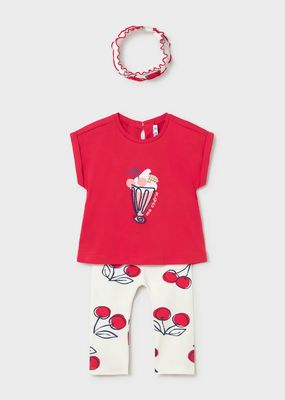 Mayoral 1750 Baby Girl SS Top, Legging, & Headband 3PC/