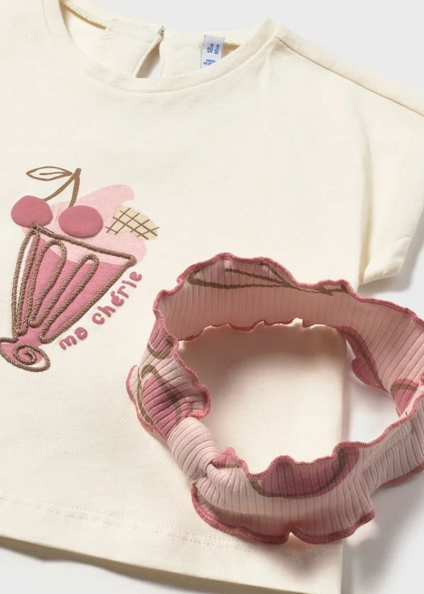 Mayoral 1750 Baby Girl Short Sleeve Top, Legging, & Headband 3PC