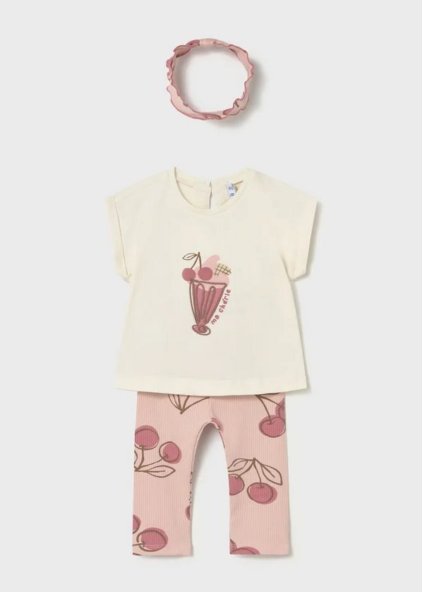 Mayoral 1750 Baby Girl Short Sleeve Top, Legging, & Headband 3PC