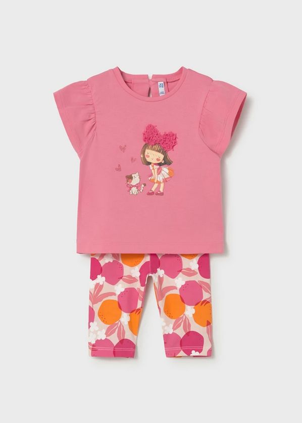 Mayoral 1751 Baby Girl Top & Legging Set Girl & Cat / PINK