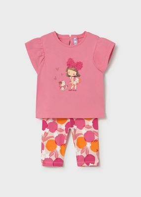 Mayoral 1751 Baby Girl Top & Legging Set Girl & Cat / PINK/ 