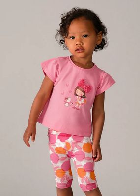 Mayoral 1751 Baby Girl Top & Legging Set Girl & Cat / PINK/ 