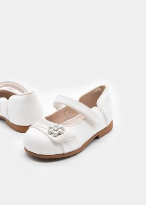 Mayoral 41729 Girls Ballet Flats Pearl Flower / BIANCO/