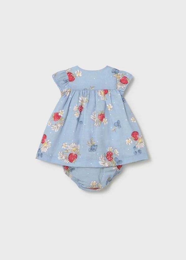Mayoral 1805 Strawberry Print Dress & Bloomer Set/ LIGHT BLUE 