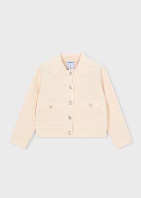 Mayoral 3450 Girl's LS Basic Button Knit Cardigan/