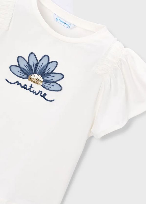 Mayoral 3004 Girl's Short Sleeve Ruffle Nature Top