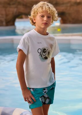 Mayoral 6692 Boy's Soccer Print Swim Shorts/TURQUESA