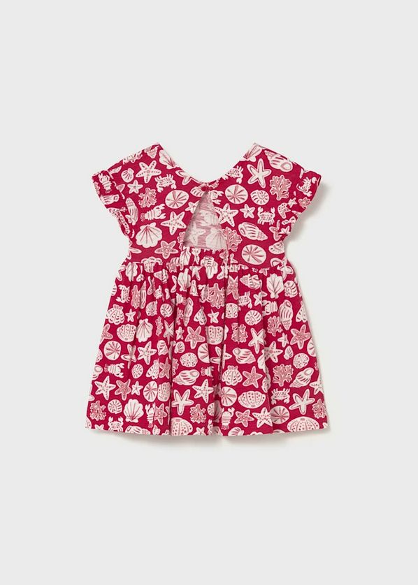 Mayoral 1925 Girl's Short Sleeve Ruffle Seashell & Coral Print Dress – Rojo