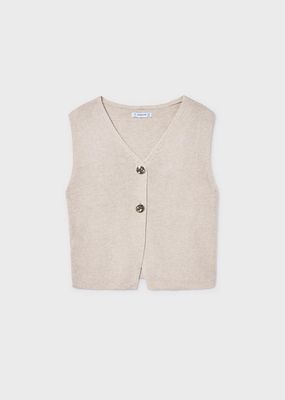 Mayoral 6020 Knit Sleeveless Top Gold Buttons/
