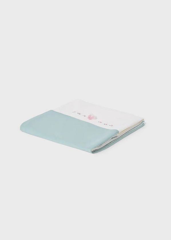 Mayoral 9047 Baby Girls Blanket Little Flowers – White-Aqua-Pink