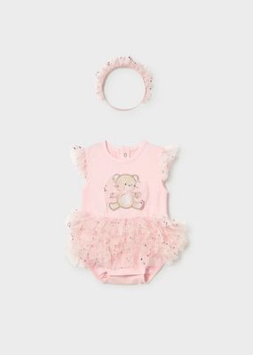 Mayoral 1729 Baby Girl Tutu Bear Bodysuit &amp; Headband/