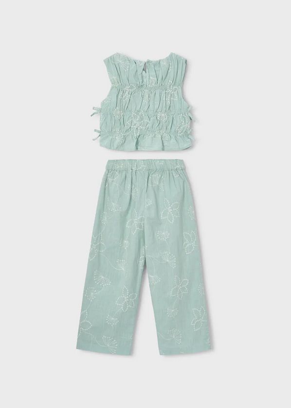 Mayoral 3592 Floral Embroidered Top & Bottom Set