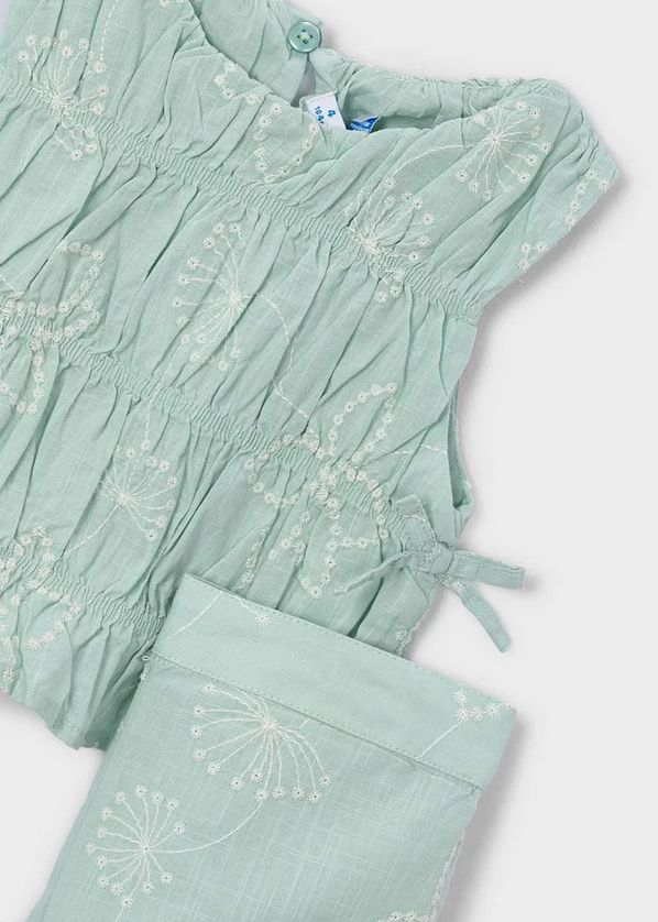 Mayoral 3592 Floral Embroidered Top & Bottom Set
