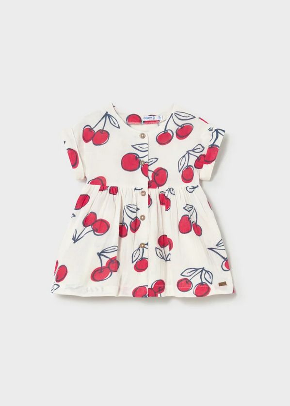 Mayoral 1921 Girl Short Sleeve Cherry Print Dress
