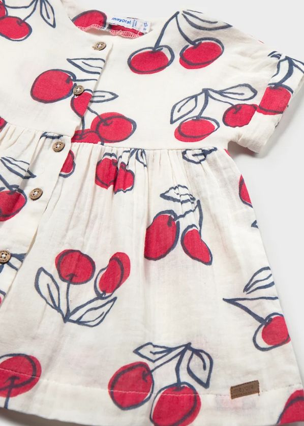 Mayoral 1921 Girl Short Sleeve Cherry Print Dress