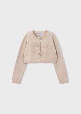 Mayoral 321 LS Basic Knit Cardigan w/ Large Bow/