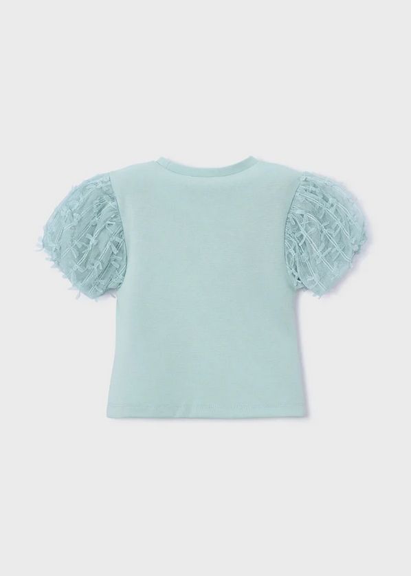 Mayoral 3001 Girl's Short Sleeve Tulle Top