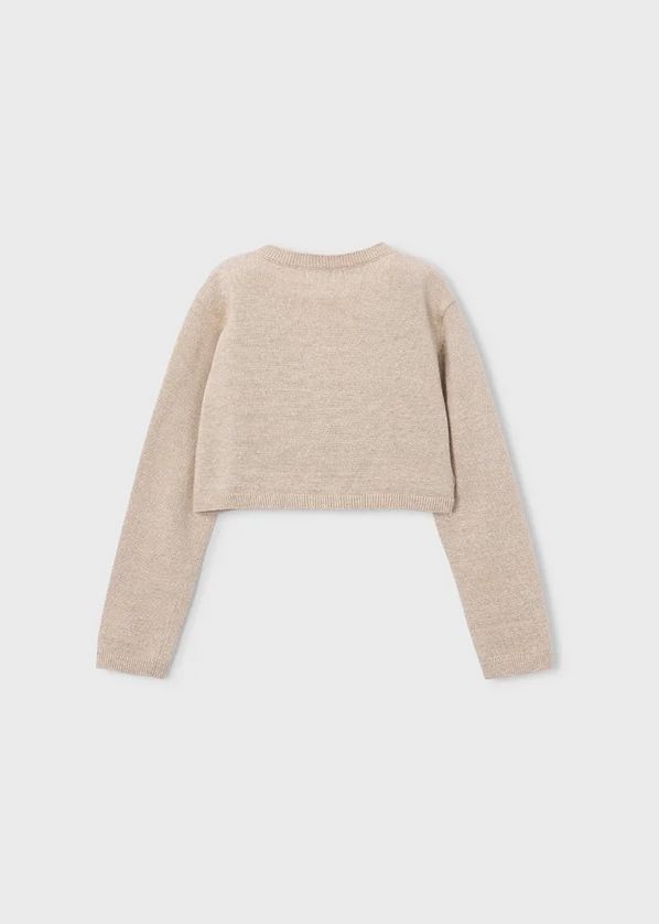 Mayoral 321 Long Sleeve Basic Knit Cardigan w/ Large Bow