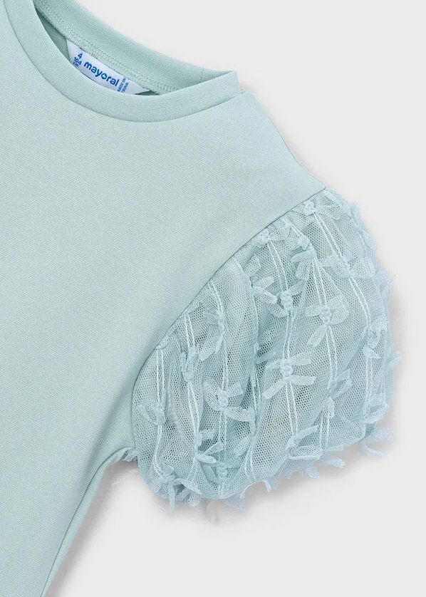 Mayoral 3001 Girl's Short Sleeve Tulle Top