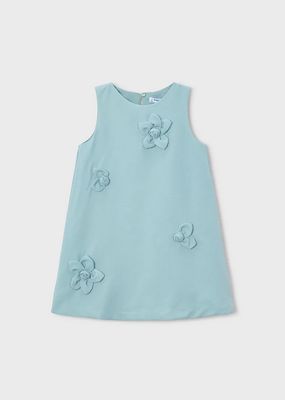 Mayoral 3922 Sleeveless Shift Dress w/ Floral Appliques