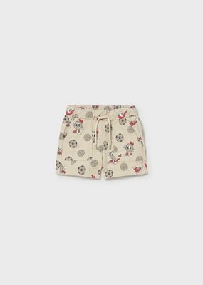 Mayoral 1218 Boy's Junior Sport Print Bermuda Shorts/CREMA 