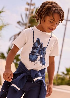 Mayoral 3075 Boy’s Junior SS Soccer Cleats Print T-Shirt/NUEZ