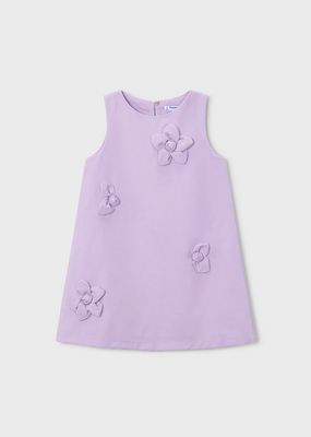 Mayoral 3922 Sleeveless Shift Dress w/ Floral Appliques/