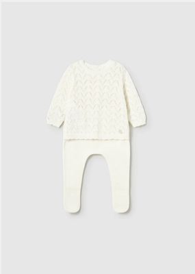 Mayoral 1594 Baby Girl's LS Openwork Top & Knit Leg Warmer Set 2PC/CERAMICA