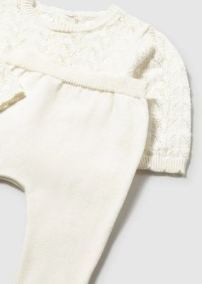 Mayoral 1594 Baby Girl's LS Openwork Top & Knit Leg Warmer Set 2PC/CERAMICA