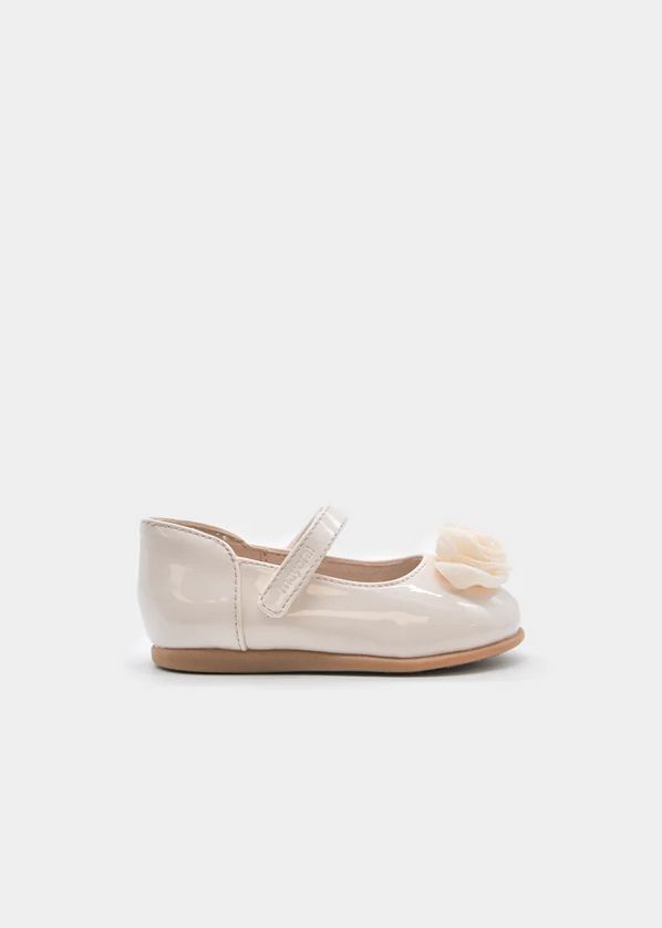 Mayoral 41.731 Girl's Glossy Velcro Closure & Rose Detail Ballerina Flats