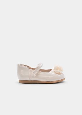 Mayoral 41.731 Girl's Glossy Velcro Closure & Rose Detail Ballerina Flats/