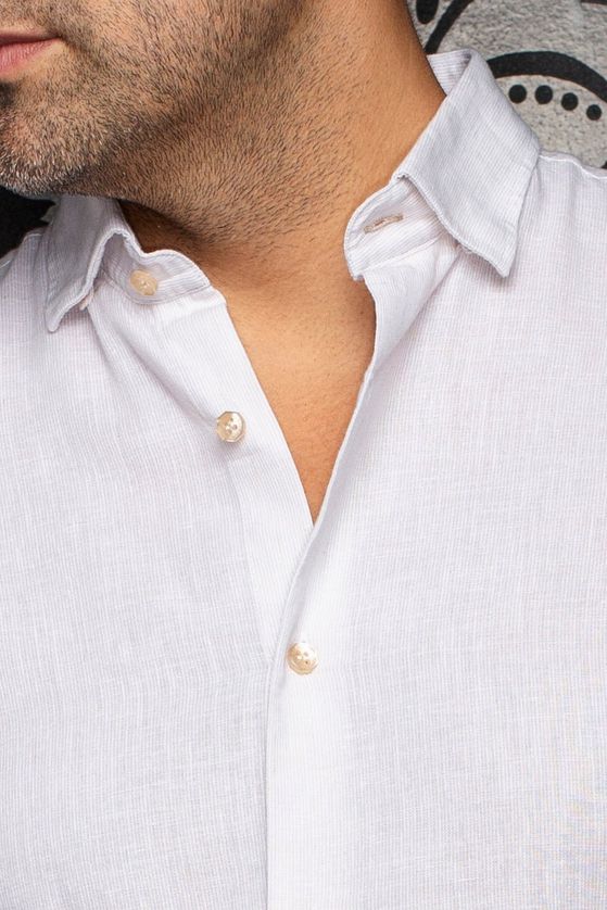 Au Noir GERE- Men's Long Sleeve Thin Stripe Button Up Shirt