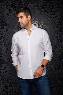 Au Noir GERE- Men's LS Thin Stripe Button Up Shirt