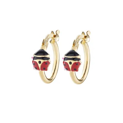 Amen ORJCOGR1 Kid's Gold Plated Ladybug Hoop Earrings