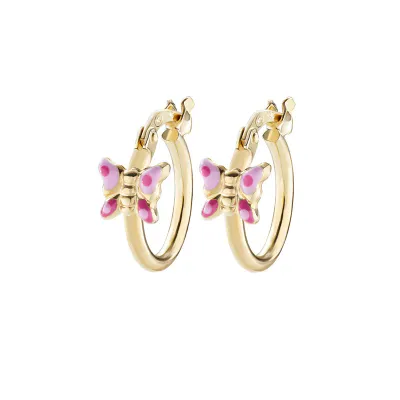 Amen ORJFAGR01 Kid's Gold Plated Butterfly Earrings