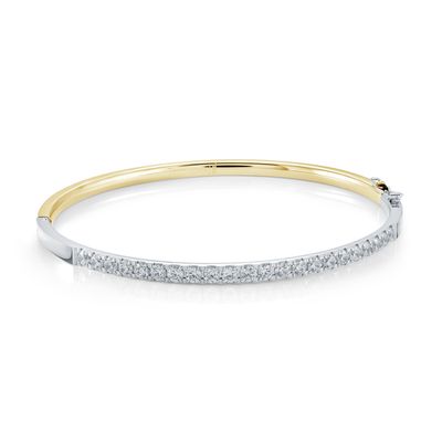 Amen SWBG112-WY-7 Two-Tone CZ Bangle Bracelet/
