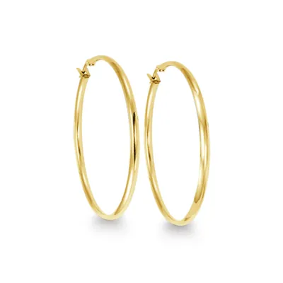 Italgem SHEA89 Gold-IP S.Steel 35mm Graduate White Round Hoop Earrings