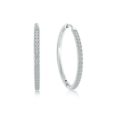 Italgem SEA334-SI boucles d'oreilles créoles éternité 29.5MM acier inoxydable blanc CZ pour femmes