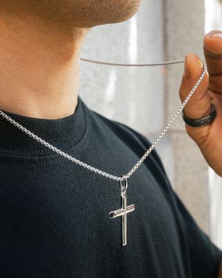 Italgem SC182-SI Men's S.Steel Polished Cross Necklace