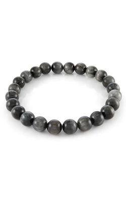 Italgem BB-359 Men's Grey Eagle Eye 8mm 7.7" Bead Stretch Bracelet/