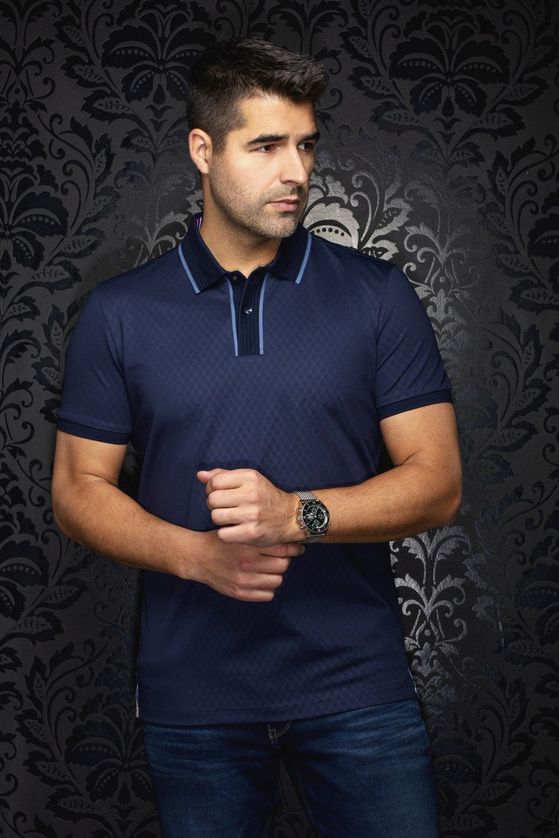 Au Noir KAAN Men’s Diamond Print Polo