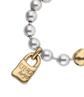 UNOde50 PUL1215OROMTL0M Gold-Plated & Silver Large Ball Beads Bracelet
