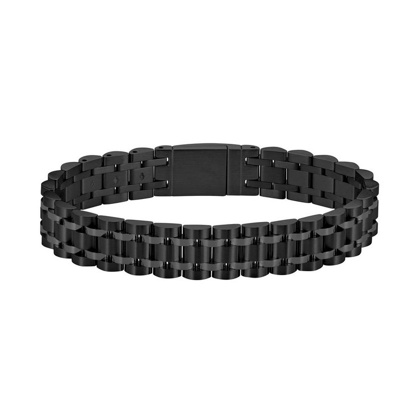 BOSS 1580646 Men's Alen Black S. Steel Mesh Cuff & Black-IP Bracelet