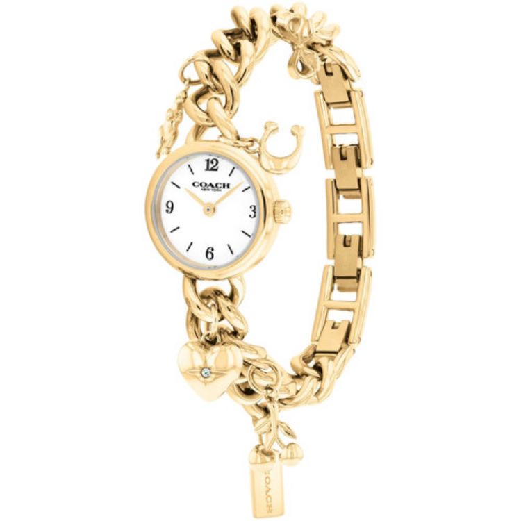 Coach 14504648 Women's Gold Charm Bracelet Watch