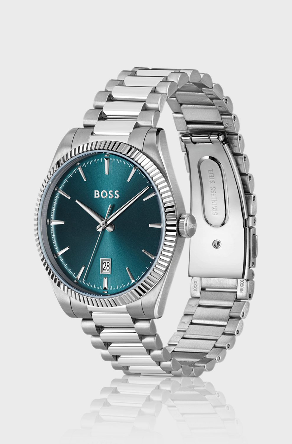 Boss 1514309 Men's Cheswick Blue-Dial Watch w/ Fluted Bezel